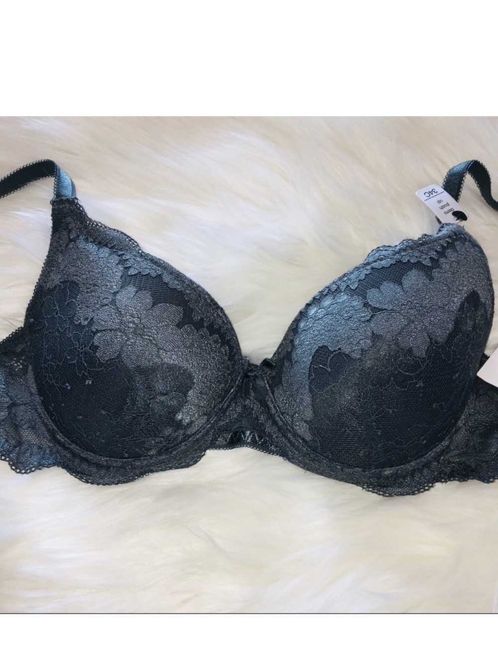NEW Rene Rofe Sophie B. Gray Lace Bra
